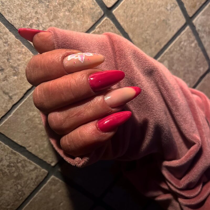 Nail art floreale rosso e rosa — unghie gel Palestrina